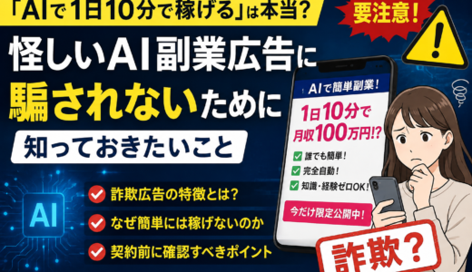 「AIで1日10分で稼げる」は本当？怪しいAI副業広告に騙されないために知っておきたいこと